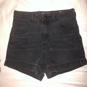 H&M High-waisted Black Denim Shorts